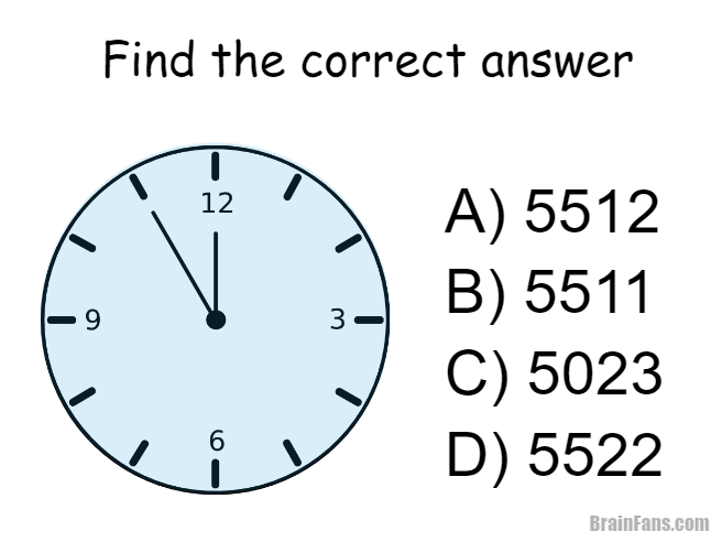 Brain teaser - Picture Logic Puzzle - Clock - Which of the answers A) B) C) D) fits most likely to the clock on the left?