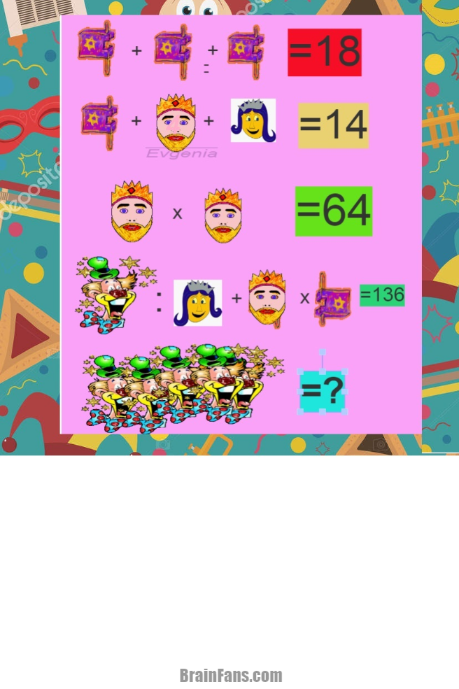 Brain teaser - Number And Math Puzzle - Happy Purim - 