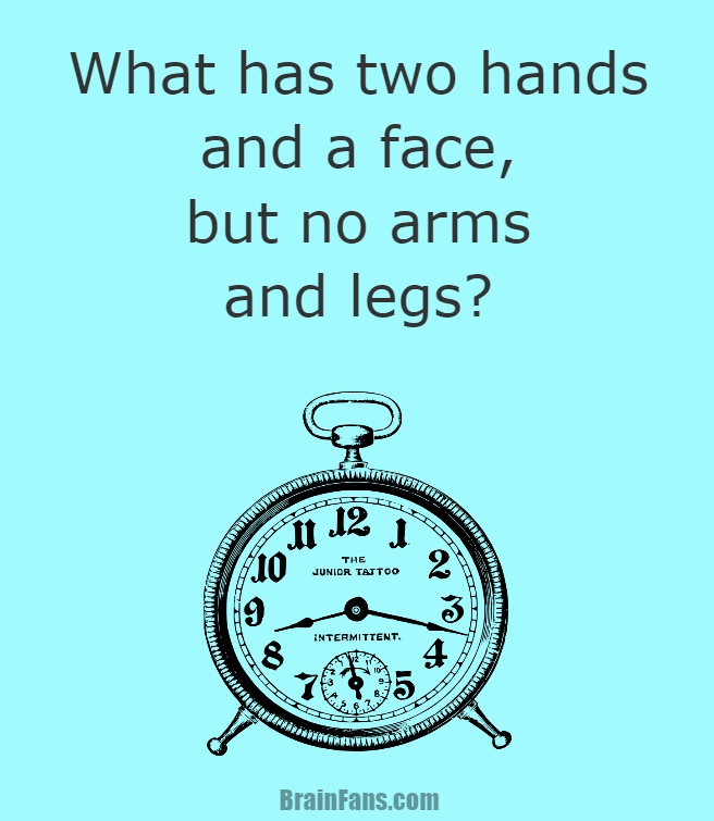 Brain teaser - Kids Riddles Logic Puzzle - What has two hands and a face riddle - What has two hands and a face riddle, but no arms and legs?