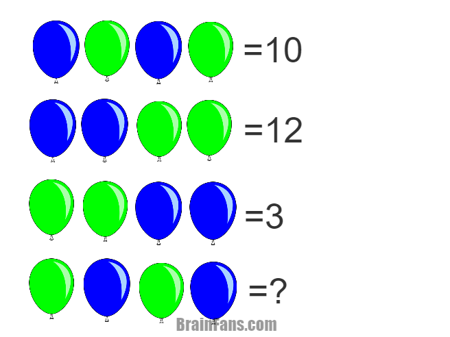 Brain teaser - Number And Math Puzzle - Balloons - 