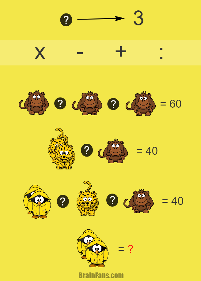 Brain teaser - Number And Math Puzzle - Only genius would answer this - Solve this puzzle with two tasks. Which operand will you use to play around with animals? The result should be obvious.