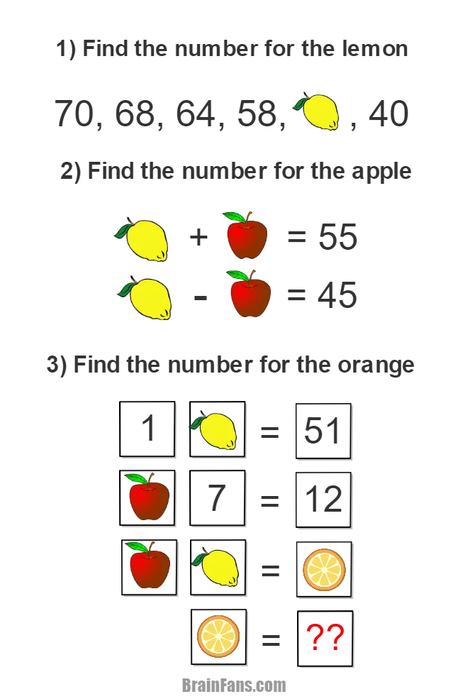 Equation Puzzle Picture Logic Puzzle Brainfans